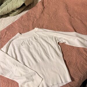 Modcloth White Long Sleeve Sweater with Cut-Outs